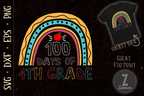 100th Day of School 4th Grade Rainbow Graphics