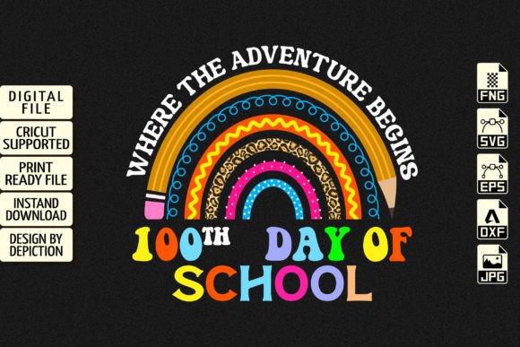 100th Day of School Rainbow T-Shirt Graphics