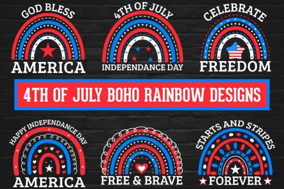 4th of July Boho Rainbow Tshirt Designs: Graphics and Crafts for Creative Publishing