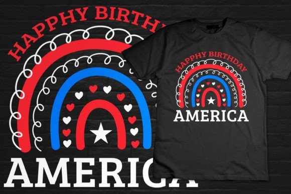 America 4th of July Boho Rainbow Pattern