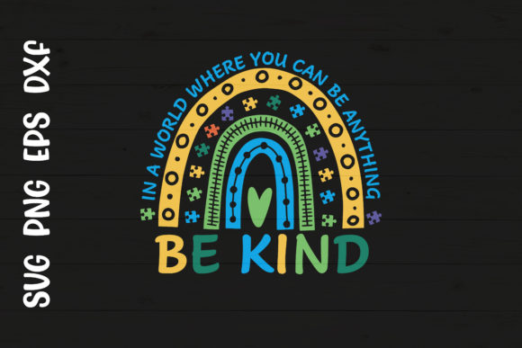 Be Kind Rainbow Autism Awareness T-shirt Graphics and Crafts