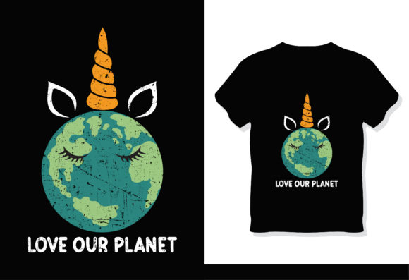 Earth Day Unicorn T Shirt Design: Graphics for Print Templates