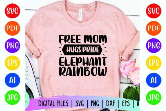 Free Mom Hugs Pride Elephant Rainbow Graphics