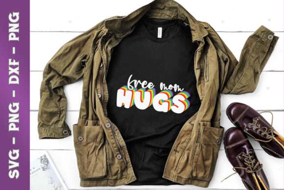 Free Mom Hugs Rainbow Heart LGBT Graphics