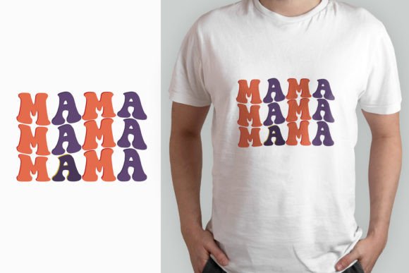 Mama Retro Wavy T-shirt Design Graphics
