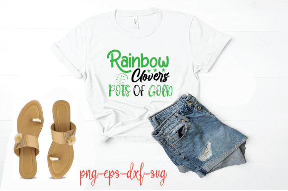Rainbow Clovers Pots of Gold Graphics