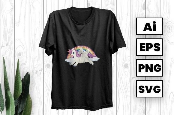 Unicorn in Rainbow T-shirt Design: Graphics & Print Templates