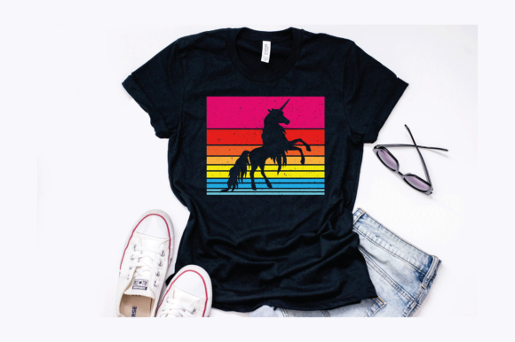 Vintage Rainbow Unicorn Design Graphics
